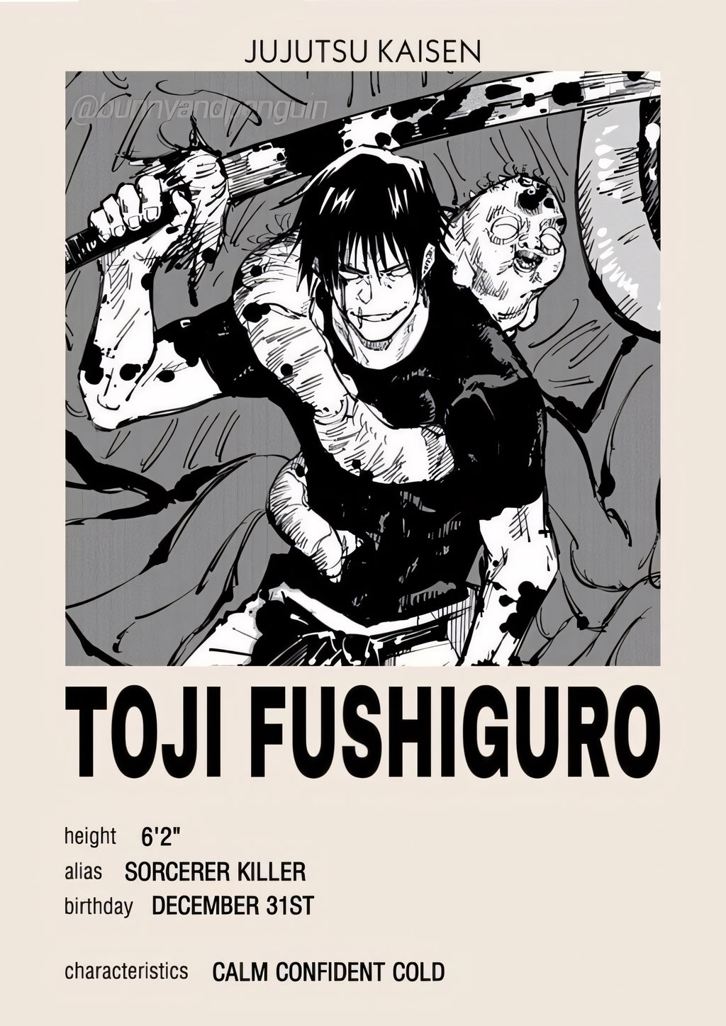 Toji Fushiguro Jujutsu Kaisen Anime Poster