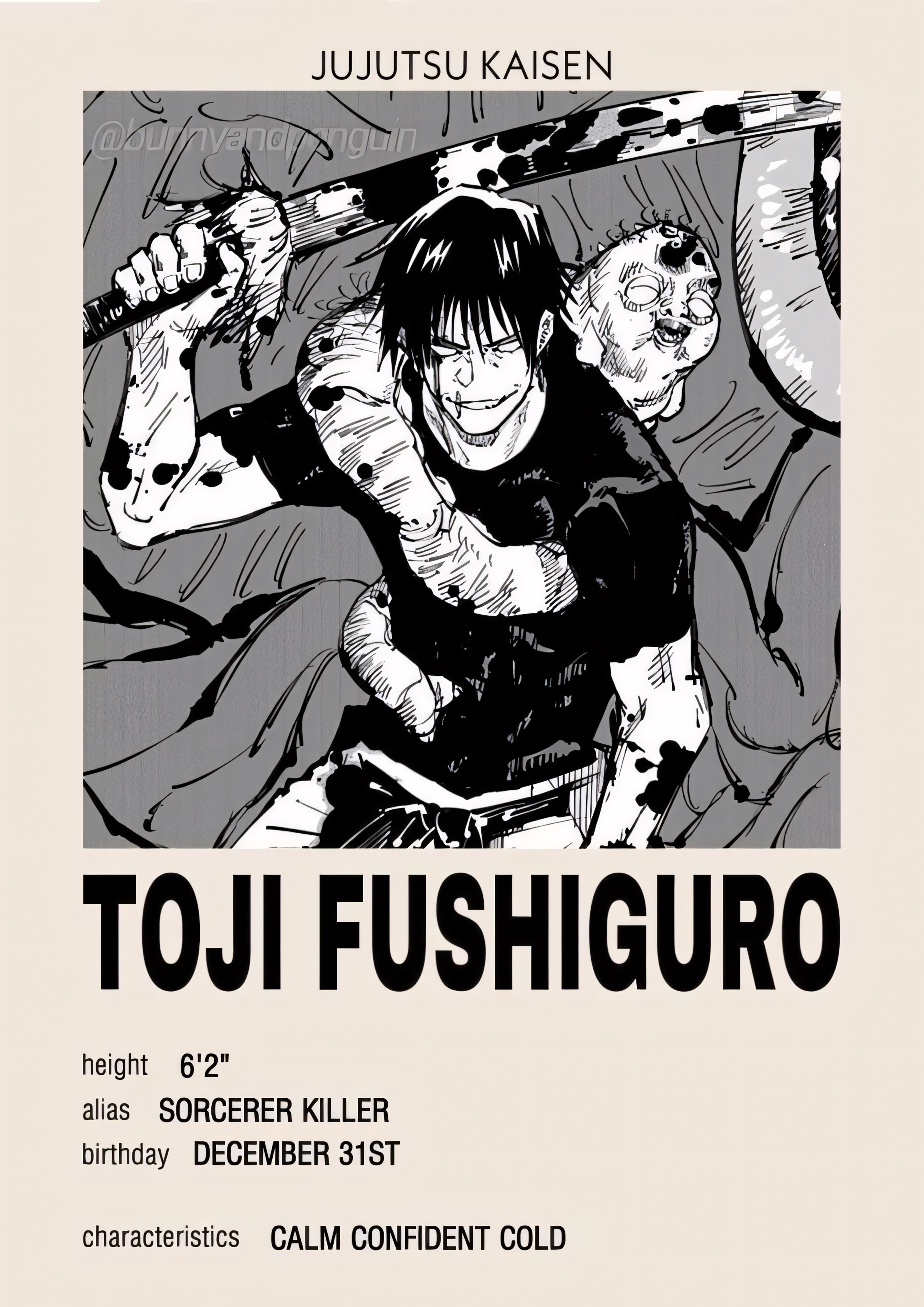 Toji Fushiguro Jujutsu Kaisen Anime Poster