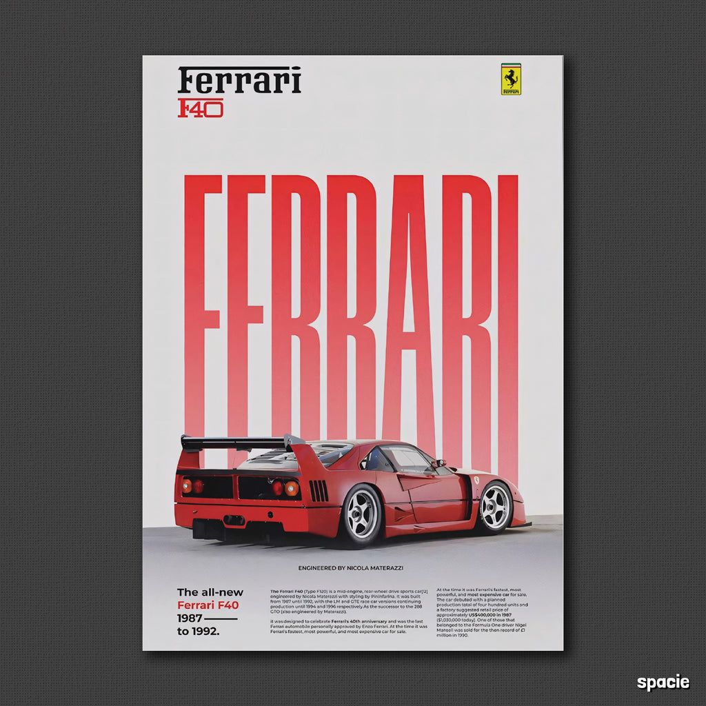 Ferrari F40 - Car Posters Collection